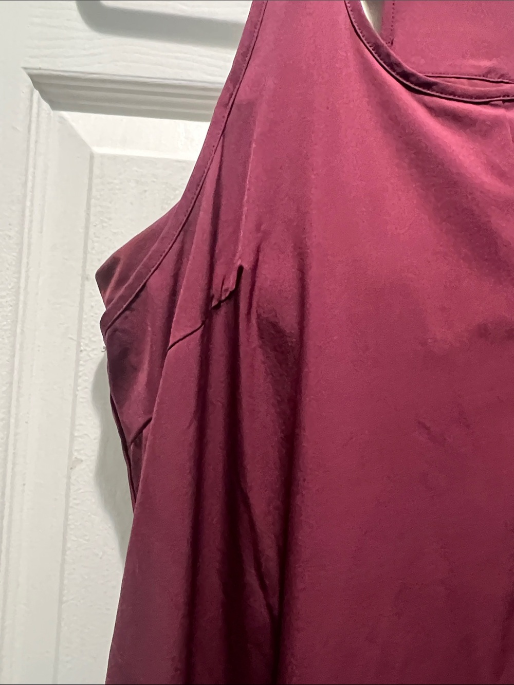 HALARA Sleeveless Asymmetrical Racerback Dress in Burgundy - Picture 4 of 14